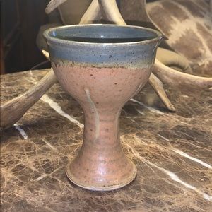Handmade pottery wine glass